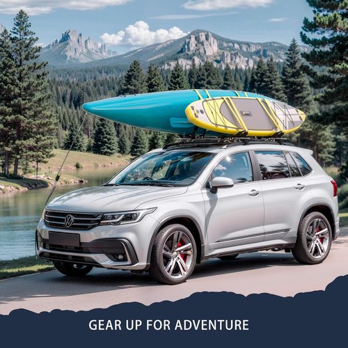 ARKSEN Universal Folding Kayak Roof Rack - Heavy Duty Adjustable J-Bar Carrier for Cars, SUVs & Trucks