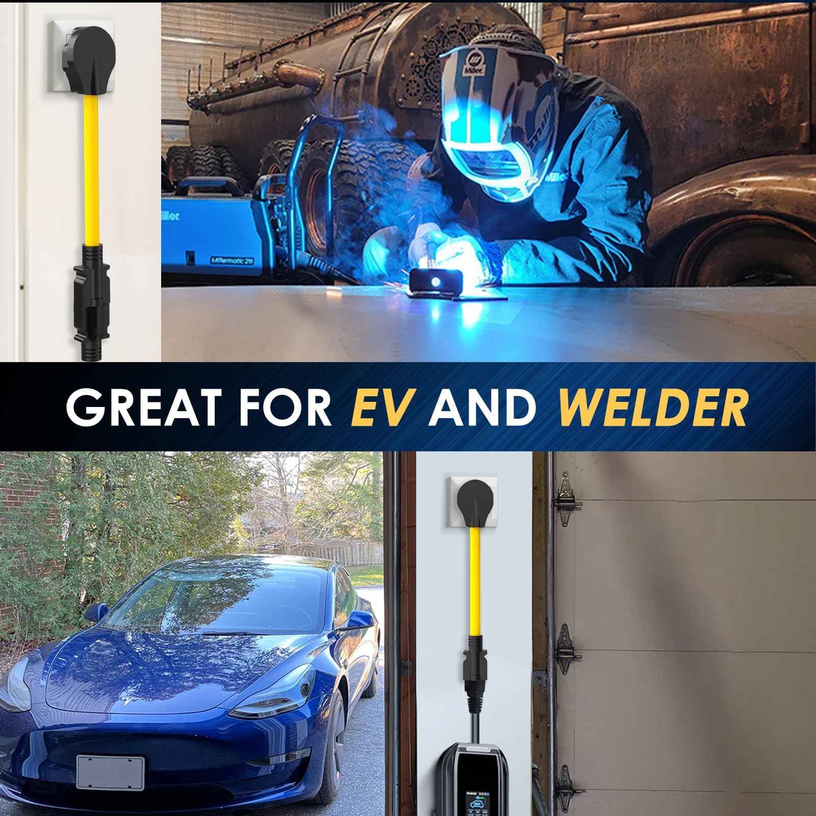 [240v to 240v] M1A2 Welder Power Adapter 220 Volt Plug Adapter Nema 6-50p to NEMA 6-20r for EV Electric Vehicle Charging STW 10AWG ETL Listed