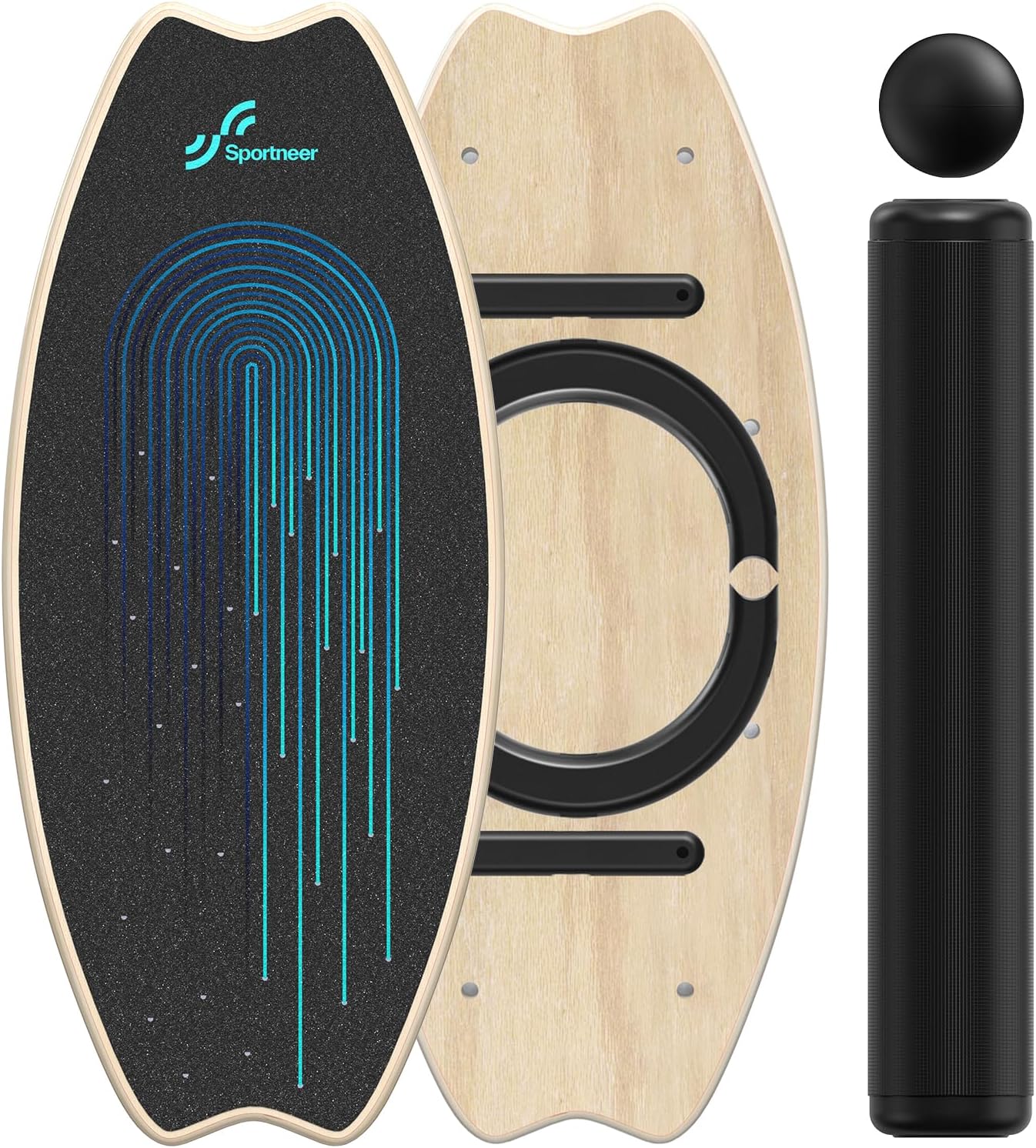 Sportneer Balance Board - 7-Mode Wobble Trainer for Improved Stability & Balance | Includes Roller & 2.8'' Ball