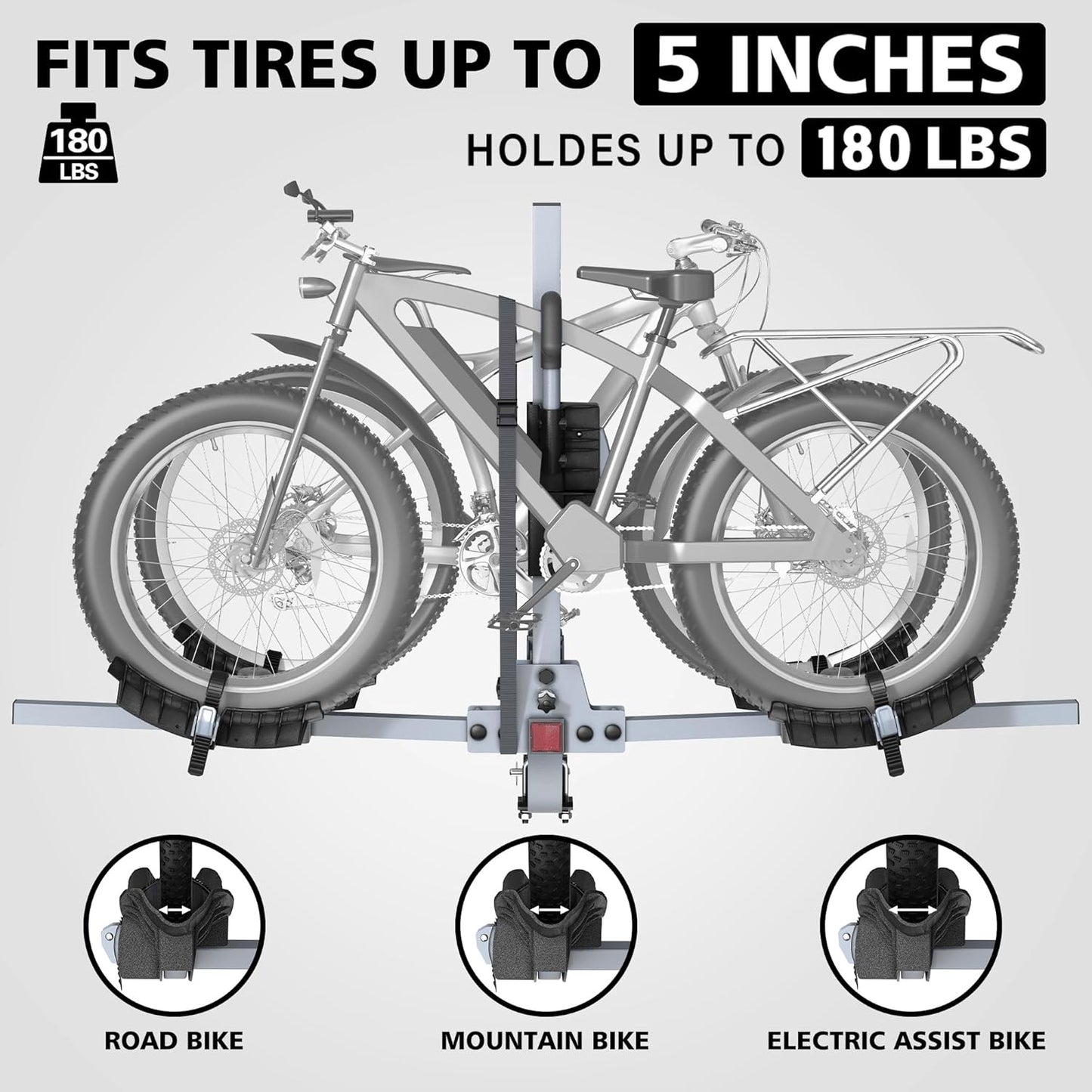 WILDROAD Hitch Bike Rack - Foldable 2-Bike Carrier for Standard, Fat Tire & E-Bikes | 180 lbs Capacity
