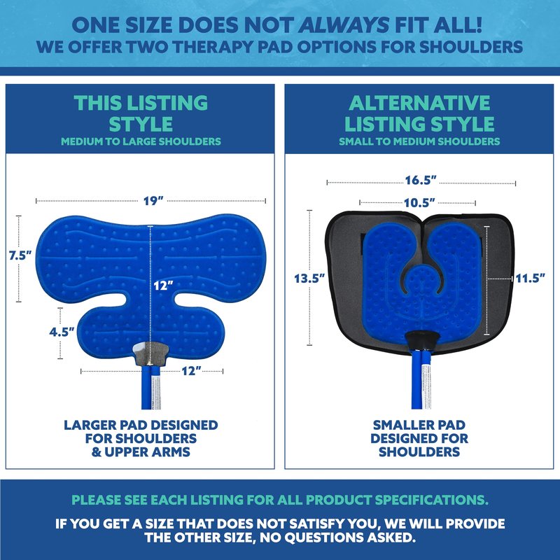 Polar Active Ice® Shoulder and Upper Arm Therapy pad Provides Broad Coverage with 10.5” x 11.5” Upper, 13” x 4.5” Lower pad. Use only with The Polar Active Ice #AIS Therapy System.