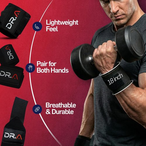 Dr. Arthritis Weight Lifting Wrist Wraps - Heavy-Duty Non-Slip Straps for Weightlifting & Training | Black Pair