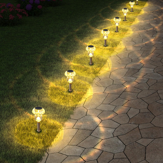 Eyrosa Solar Outdoor Lights, 8 Pack Waterproof Solar Mushroom Lights for Garden Yard Pathway Path Walkway Driveway Lawn Landscape Outside Decor（Warm White）
