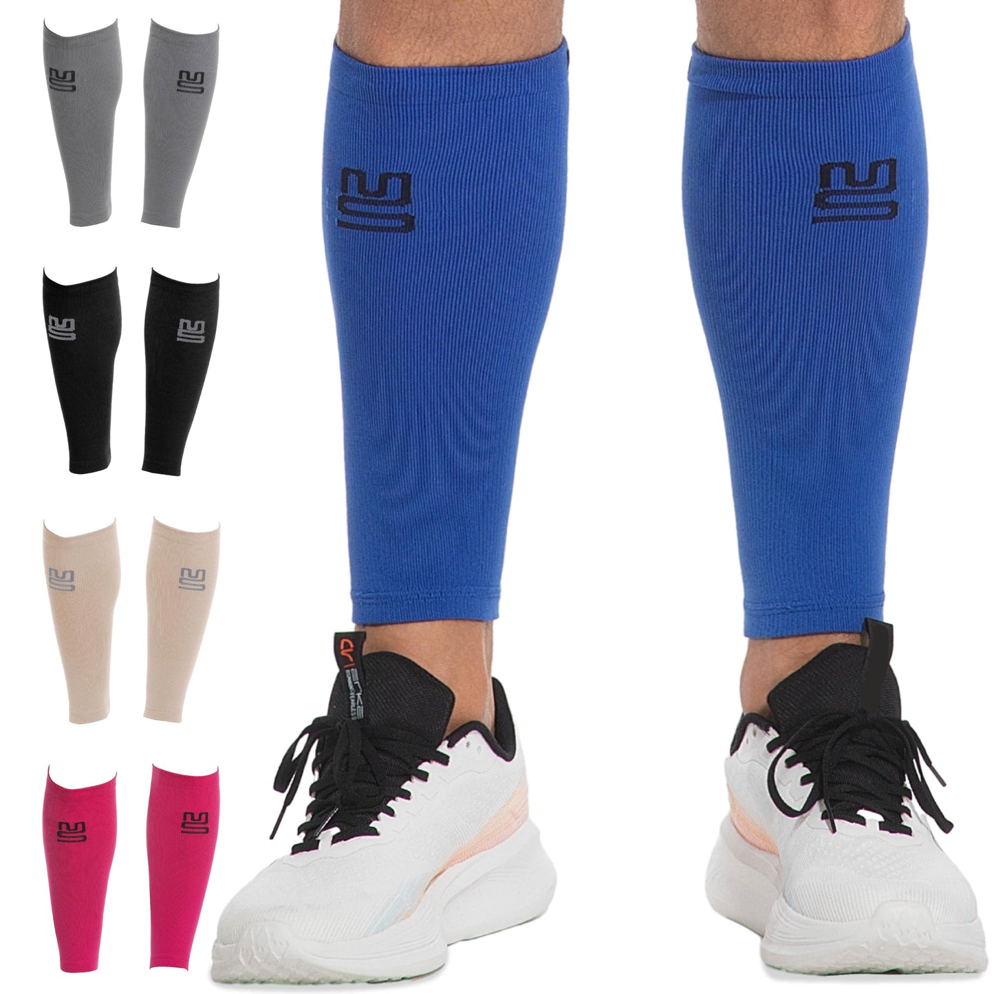 Modetro Sports Calf Compression Sleeves - Leg Sleeves for Men and Women - Shin Splint Relief Support Brace Running Flights