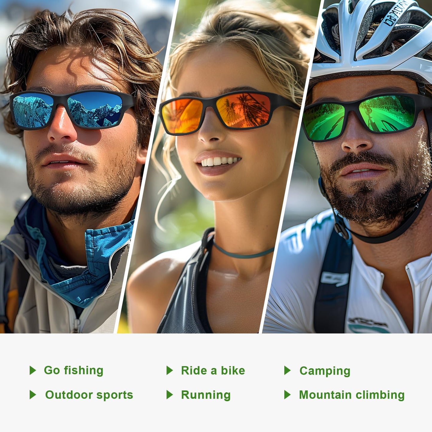 Fanshen Polarized Sunglasses Men Women, Wrap Around Mens Sunglasses for Mens Womens Cycling Running UV Protection (Matte Black/Purple)