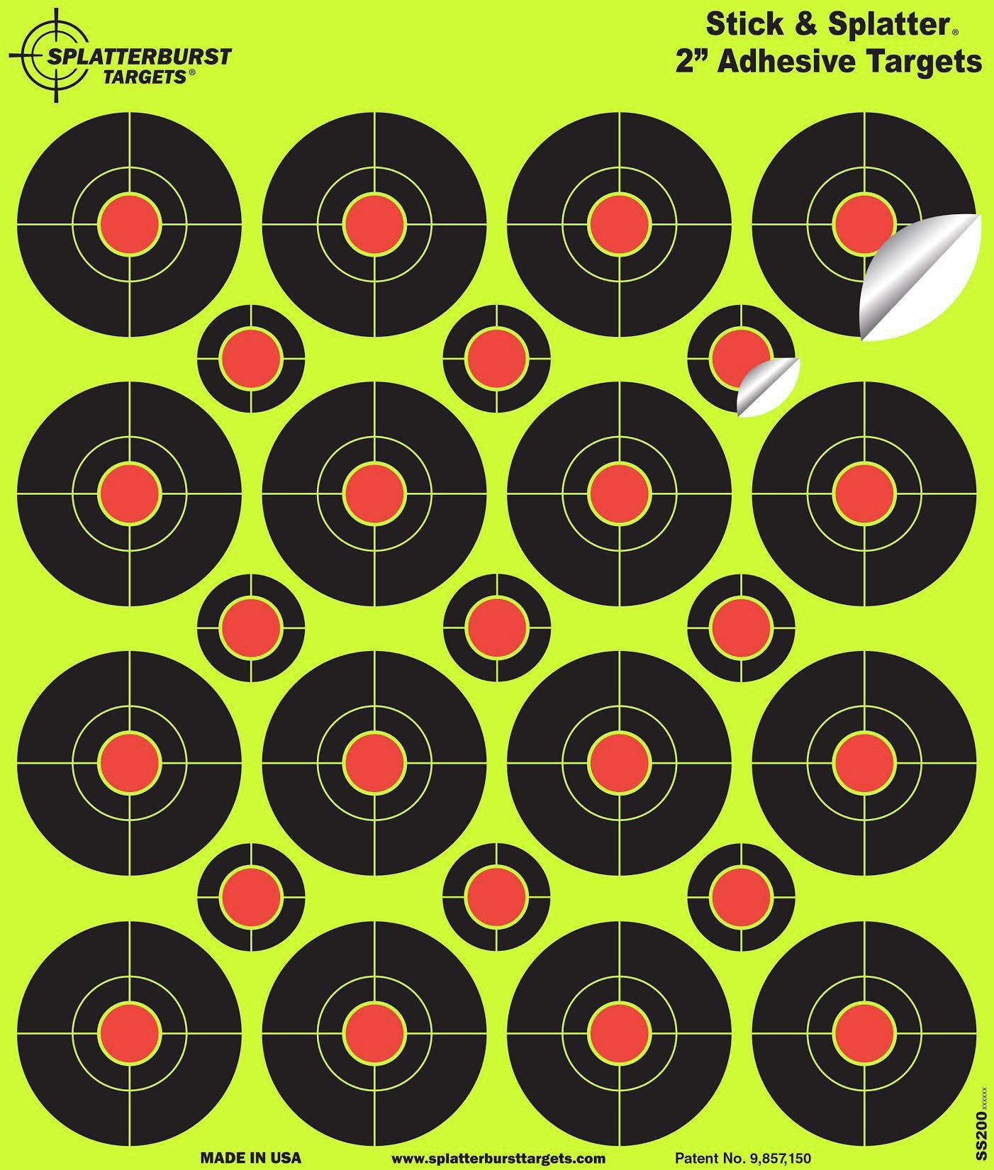Splatterburst Targets - 2 inch Adhesive Stick & Splatter Reactive Shooting Targets - Gun - Rifle - Pistol - Airsoft - BB Gun - Pellet Gun - Air Rifle (25 Pack)