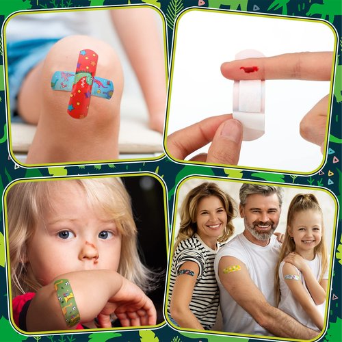 Estune 300 Pcs Kids Bandages Bulk Dinosaur 15 Styles Fun Valentines Classroom Gifts for Children Adhesive Colorful Flexible Cartoon Dinosaur Bandages Variety Pack for Kids Boys Girls Students School