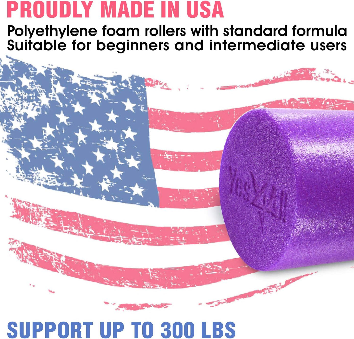Yes4All Medium Firm Round Foam Roller - Ideal for Pilates, Yoga, Stretching | 12, 18, 24, 36 Inches