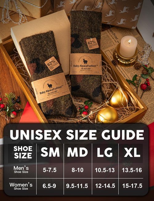 Juclise Alpaca Wool Thermal Work Boot Socks Heavyweight Warm Winter Socks, Thick Cozy Cushioned Moisture-Wicking Fleece, Soft Breathable Outdoor & House Women & Men(Camo XL)
