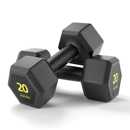 Hex Dumbbells PVC Encase Coating Free Weight Dumbbell Set for Strength Training, Home Gym Fitness and Full Body Workout, 20LB, Pair