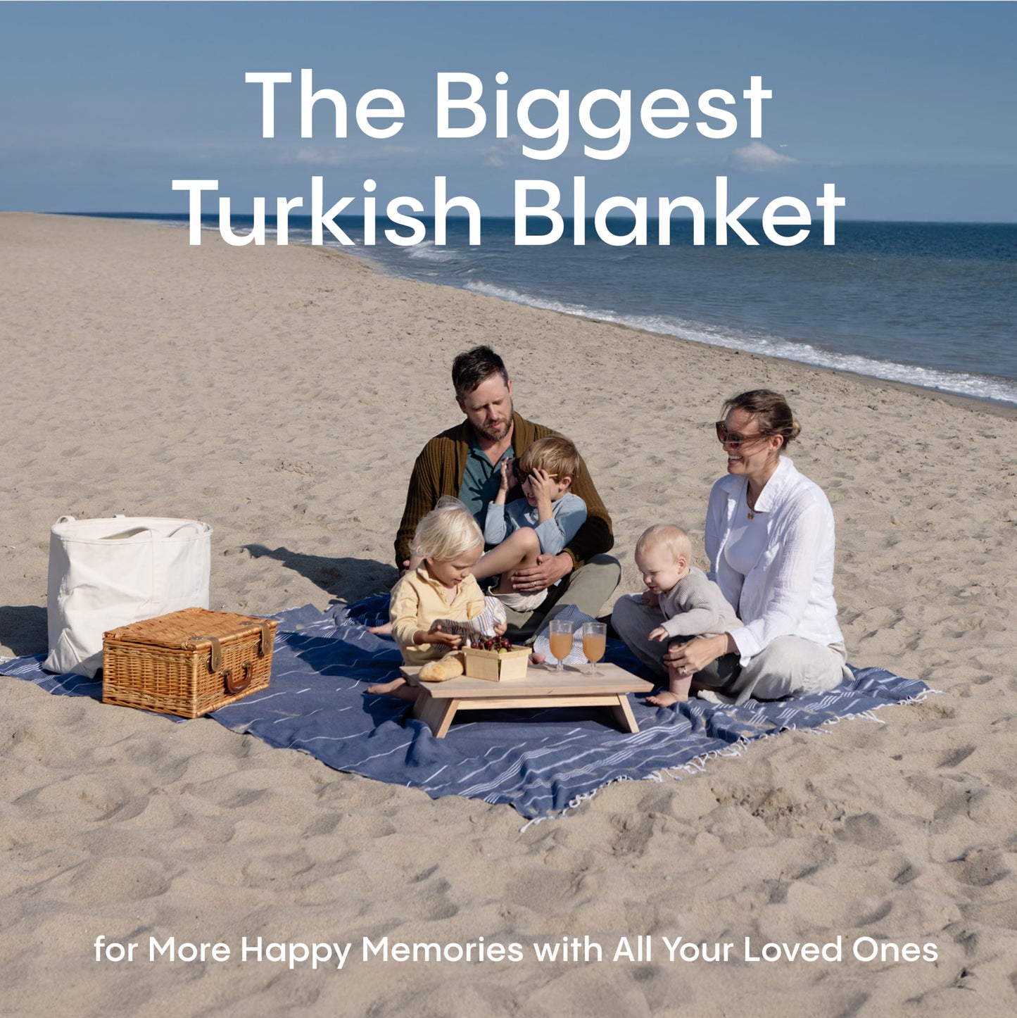 WETCAT Turkish Beach Towel Oversized (38"x71") 100% Turkish Cotton, Made in Turkey - Sand Free, Extra Large, Ultra Soft, Quick Drying, Compact & Lightweight for Travel - Ocea Blue