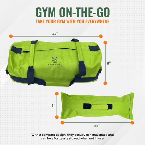 Sandbags for Working Out - 50 lbs - Adjustable Heavy Duty Equipment for Weight Training - 1 Outer, 3 Inner Sandbags - Portable Tough Workout - Green Non Slam