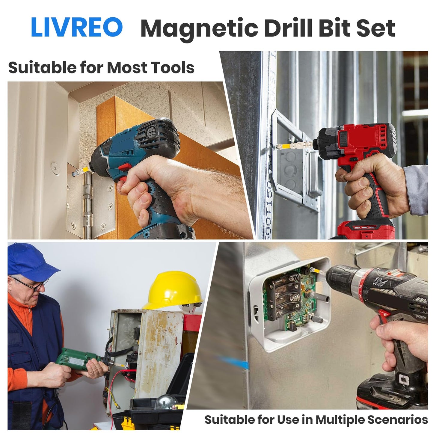 LIVREO High Magnetic Screwdriver Drill Bit Set, K5 Impact Resistant Non Slip Bit, Strong Magnetic Drill Bit Set, Anti-Slip Magnetic Electric Screwdriver Set, 25 50 65 70 90 150mm (6Pcs)