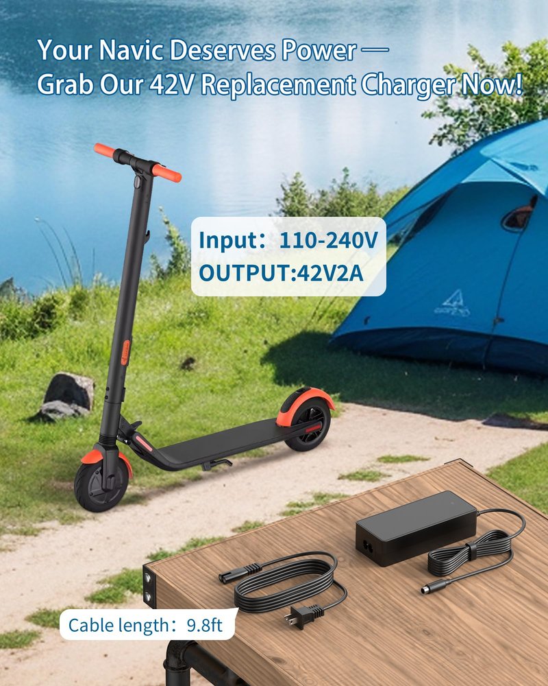 VHBW 42V for Navic Electric Scooter Charger, Compatible with Navic T5/T7/T9, Replacement Navic Scooter Charger for 8.5" E-Scooter with LED Indicator and DC Plug