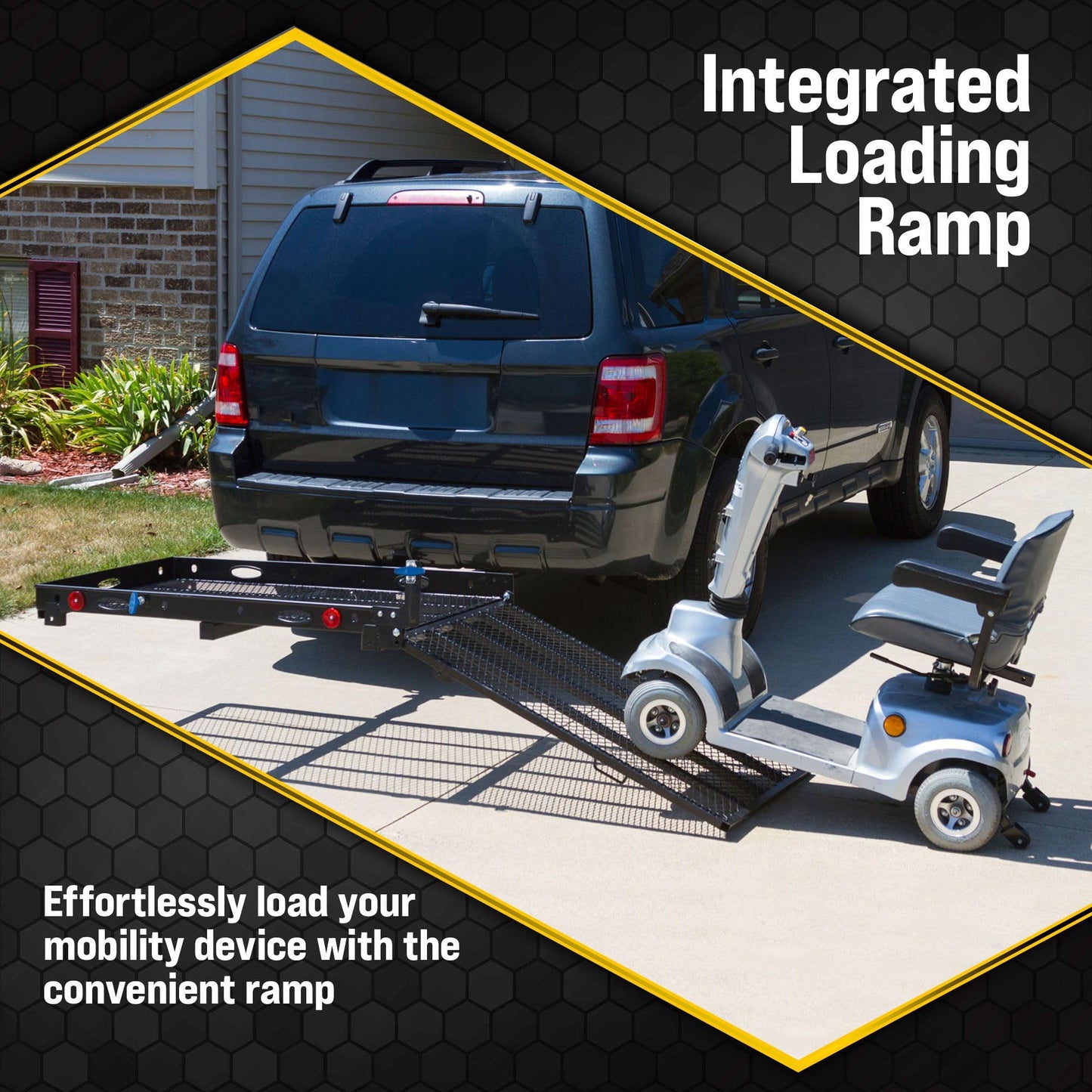 Titan Ramps Wheelchair Scooter Carrier for Car Truck SUV, 2" Hitch, Long Folding Ramp, 400 lb Capacity, 46.5" x 28" Cargo Carrier for Vehicles