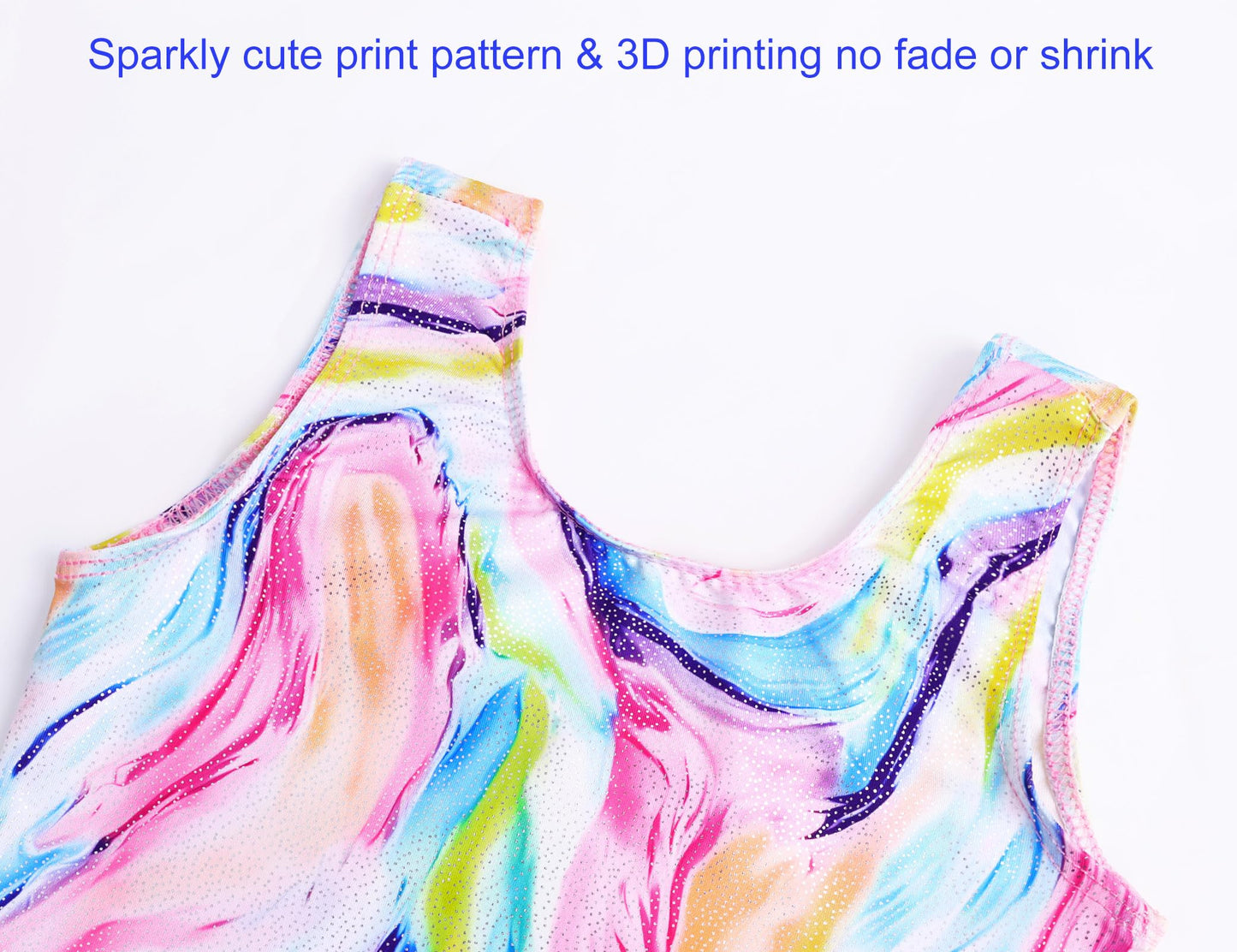 Domusgo Girls Leotards for Gymnastics Size 5-6 Years Old Sparkly Multicolor Tie Dye One Piece Biketards