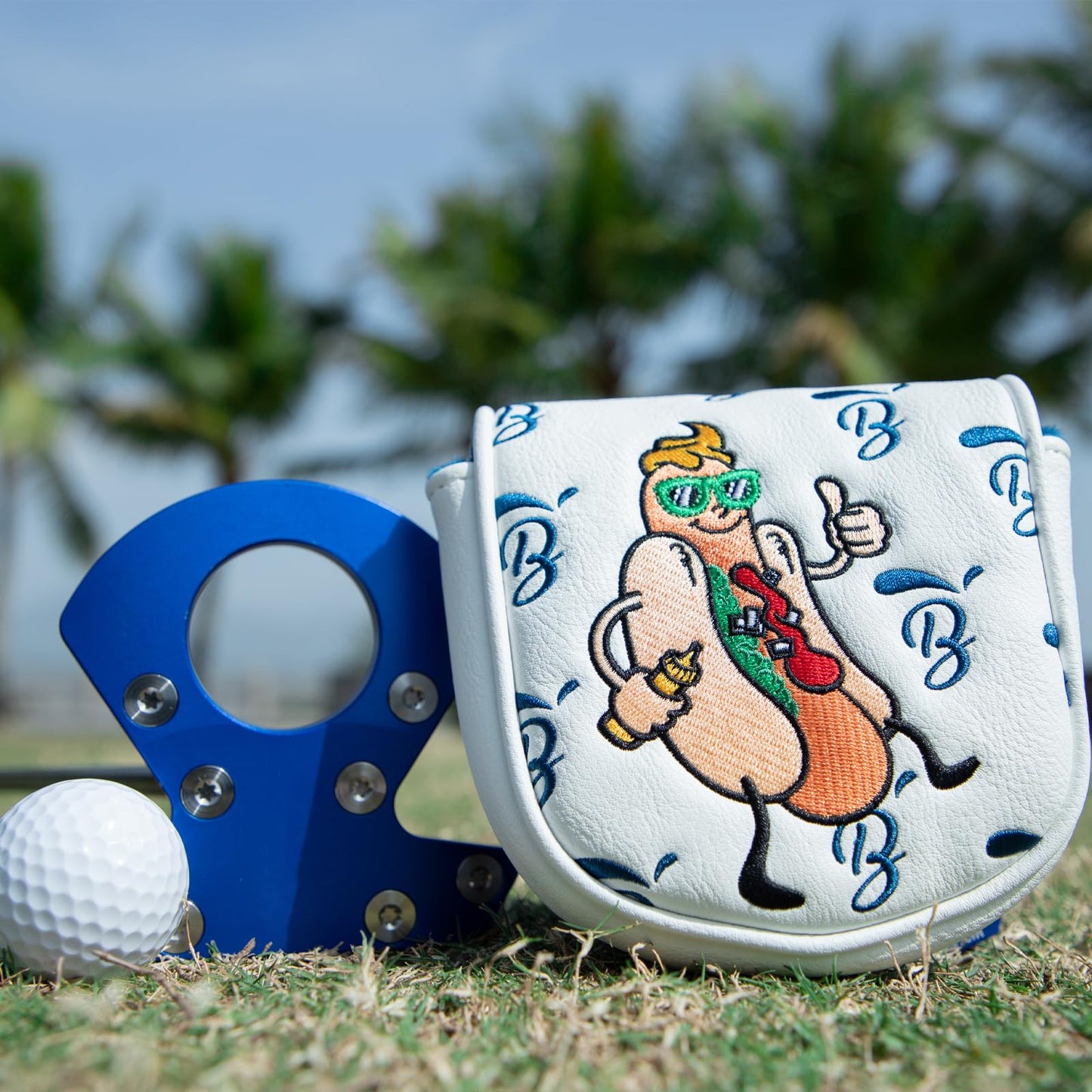 Golf Putter Covers DF3 Mallet Putter Putter Headcover Hot Dog with Magnetic Closure Golf Club Covers Leather Mallet Putter Covers for DF3 Putter