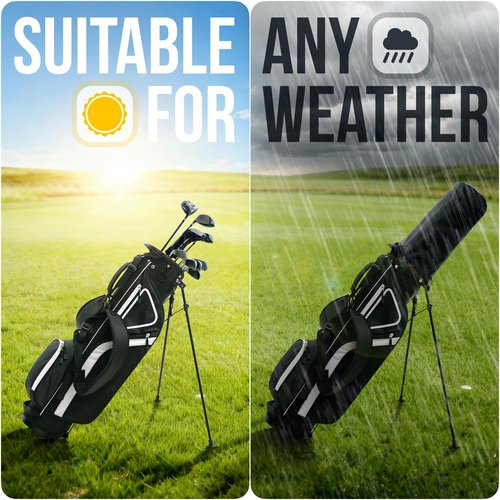 Ultra-Lite Golf Stand Bag - 3 Lbs, 4 Way Divider Portable Golf Club Carry Bag, Water-Repellent Golf Travel Case with Rain Hood, Golf Gifts for Men and Women (Black)