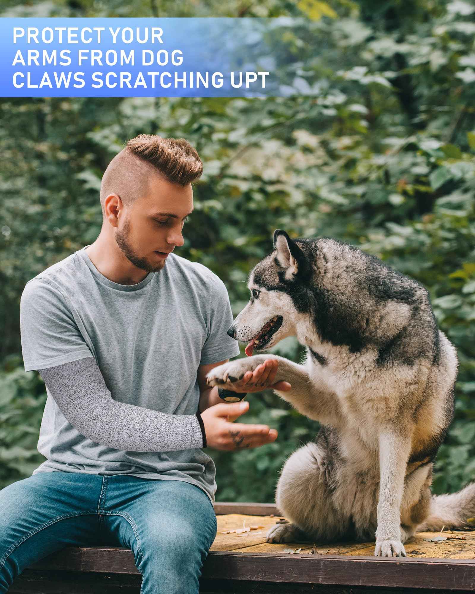 Neer 3 Pairs Cut Resistant Arm Sleeves Level 5 Arm Guard Protectors for Welding Gardening Kitchen Thin Skin Bruising Forearm(M,Black Blue Gray)