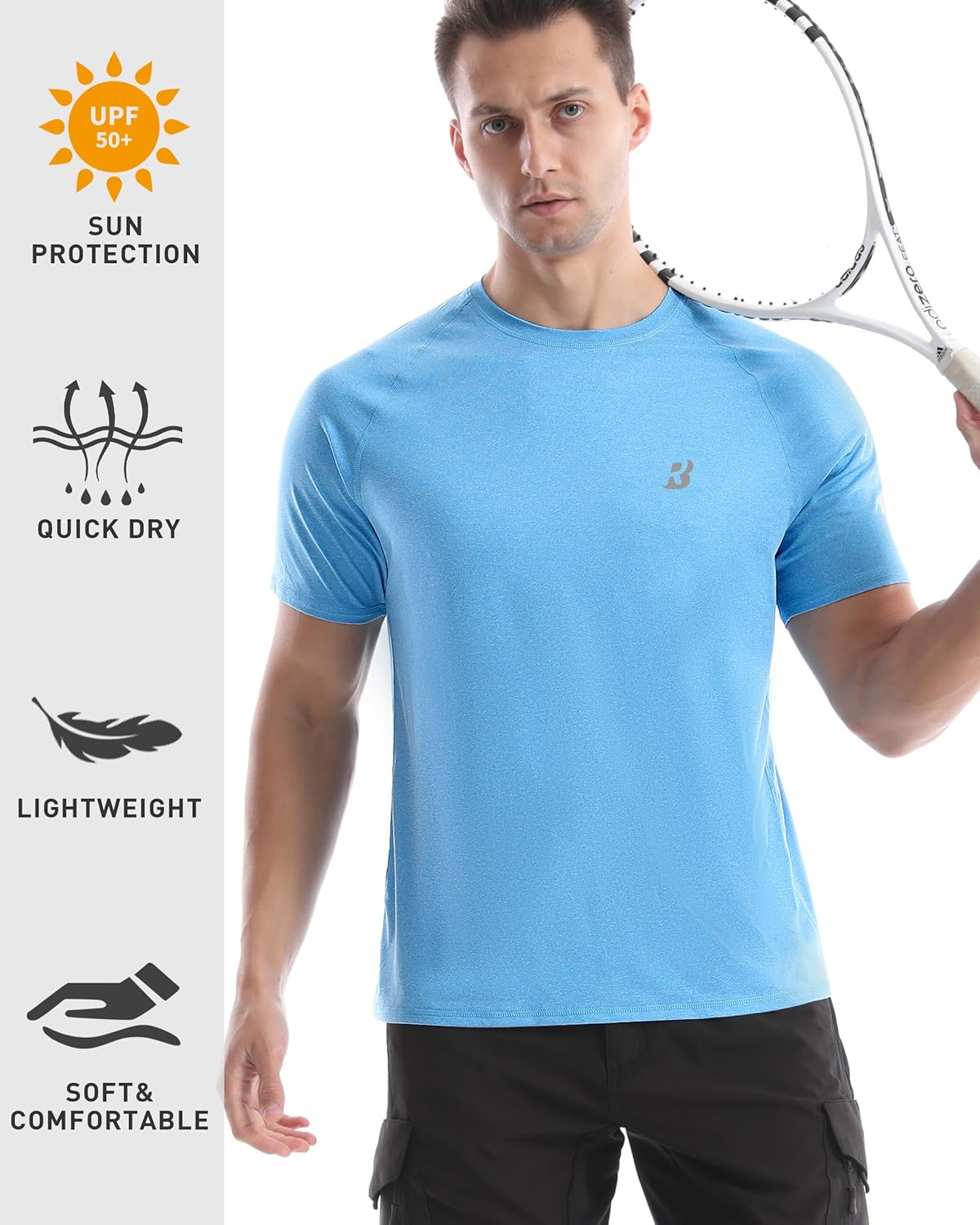 Roadbox Swim Shirts - Short Sleeve UV Protection UPF 50+ Fishing Rash Guard | Men's Outdoor Workout Shirt