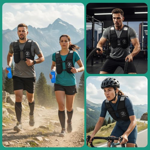 Adjustable Running Vest for Men Women – Running Hydration Vest with Two 500ml Bottles & Reflective Strips, Multiple Pockets & Bounce-Free Fit – Runners Vest for Marathon, Hiking & Cycling – Black