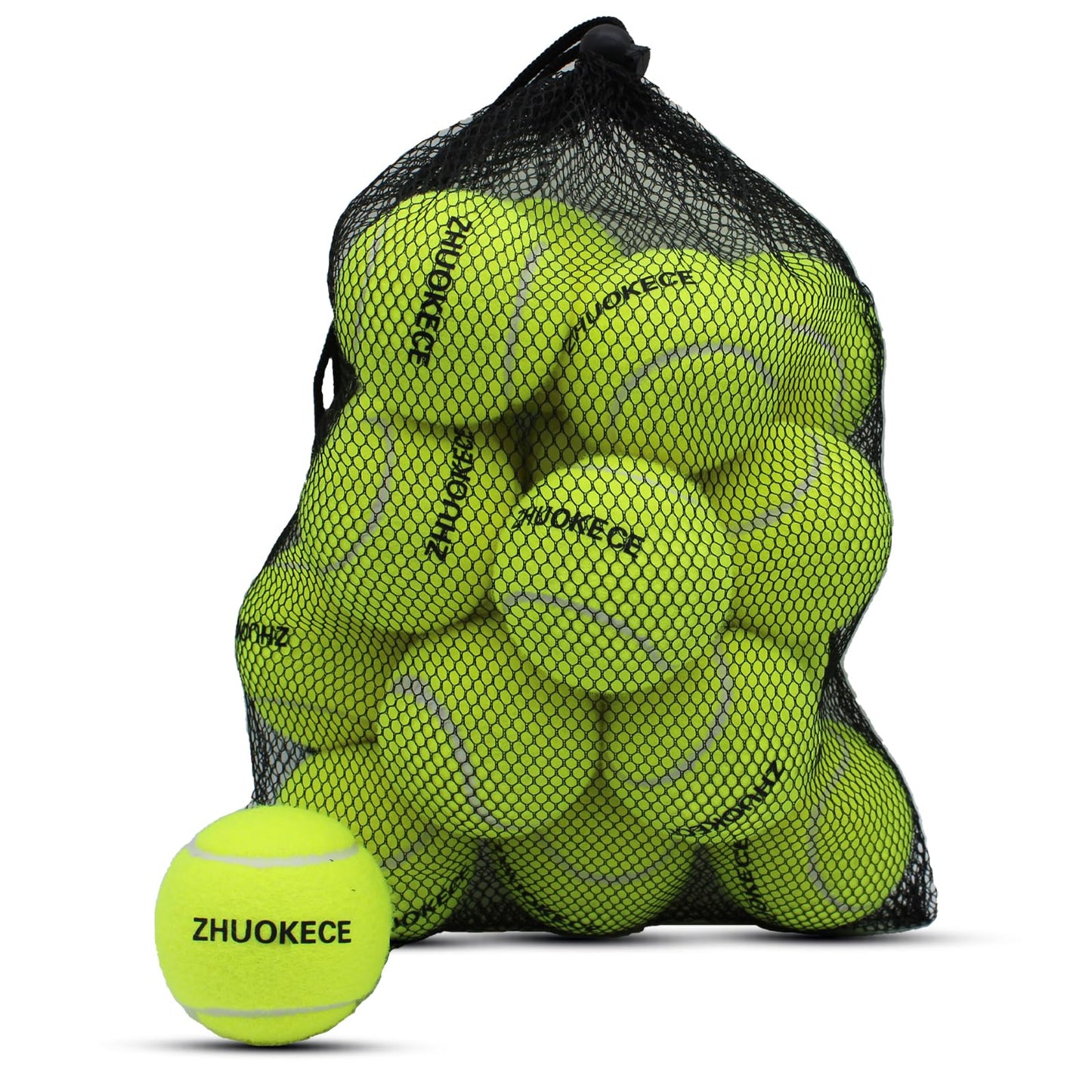 ZHUOKECE Tennis Balls, 18 Pack Training Tennis Balls Practice Balls with Mesh Bag for Easy Transport, Pet Dog Playing Balls, fit for Beginner Training Ball (Green)