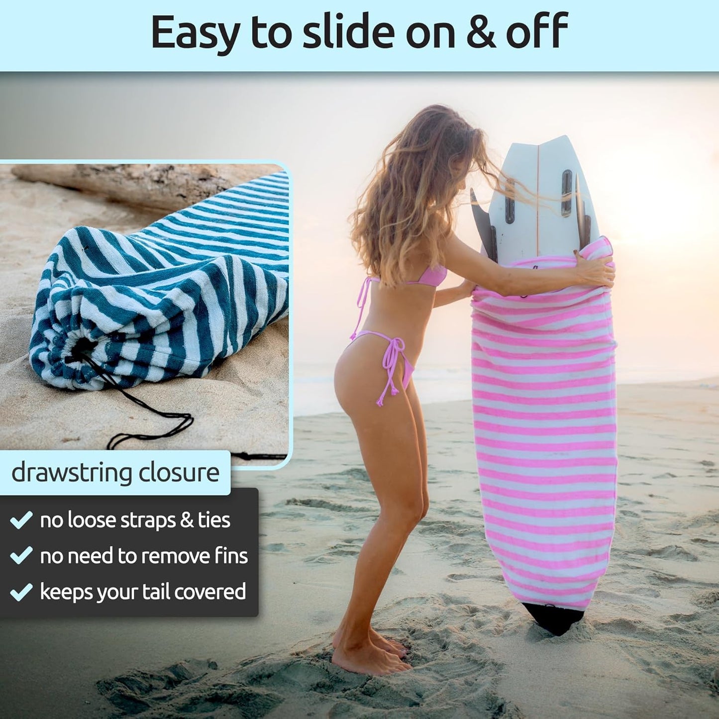 Surf Squared Surfboard Sock Cover | Lightweight Protective Bag for Shortboard, Longboard & SUP