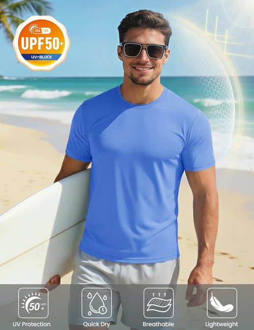 MAGCOMSEN Men's UPF 50+ Quick-Dry Athletic T-Shirt - Perfect for Running, Swimming & Workouts