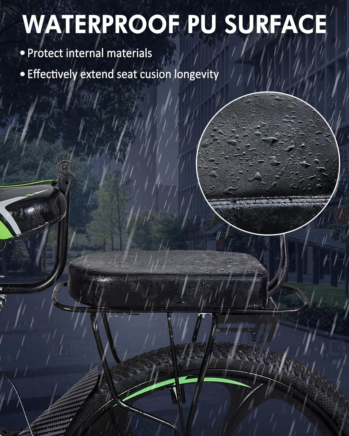Zacro Kids Bike Seat - Comfortable Rear Seat with Backrest & Safety Features | For Children Over 5 Years Old