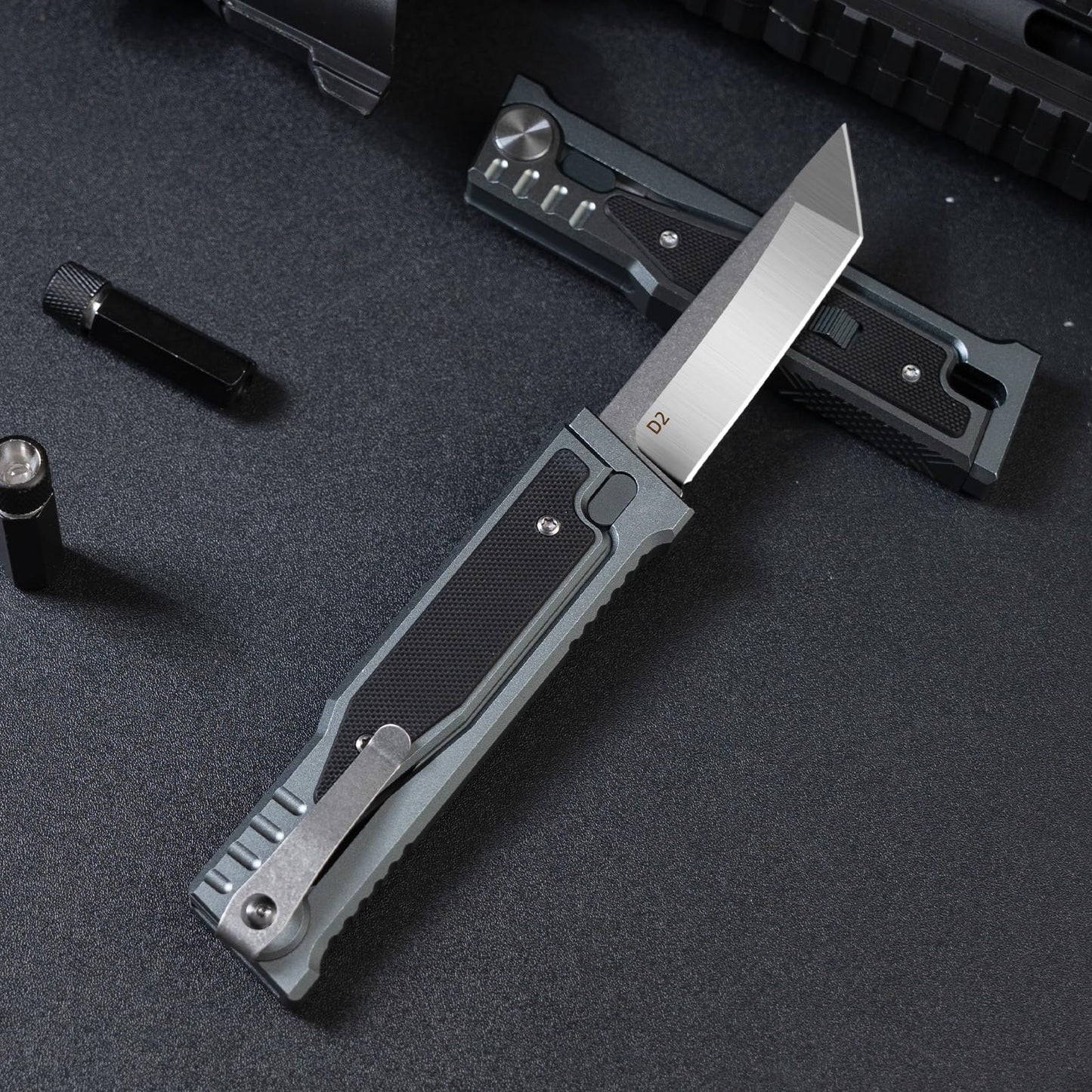 cckk Pocket Knife, Folding Knife, Camping Outdoor edc Knives with Clip 3.15" Steel Blade Aluminium Inlay G10 Handle, Camping Folding Knives for Men Woman (Square Blade)