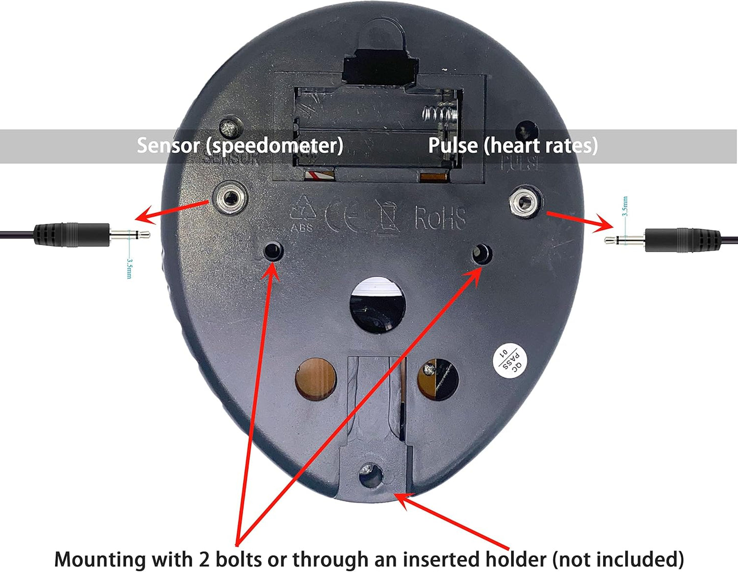 Speedometer & Heart Rate Monitor by [Brand Name] - Compatible with Stationary Exercise Bikes | 3.5mm Jack