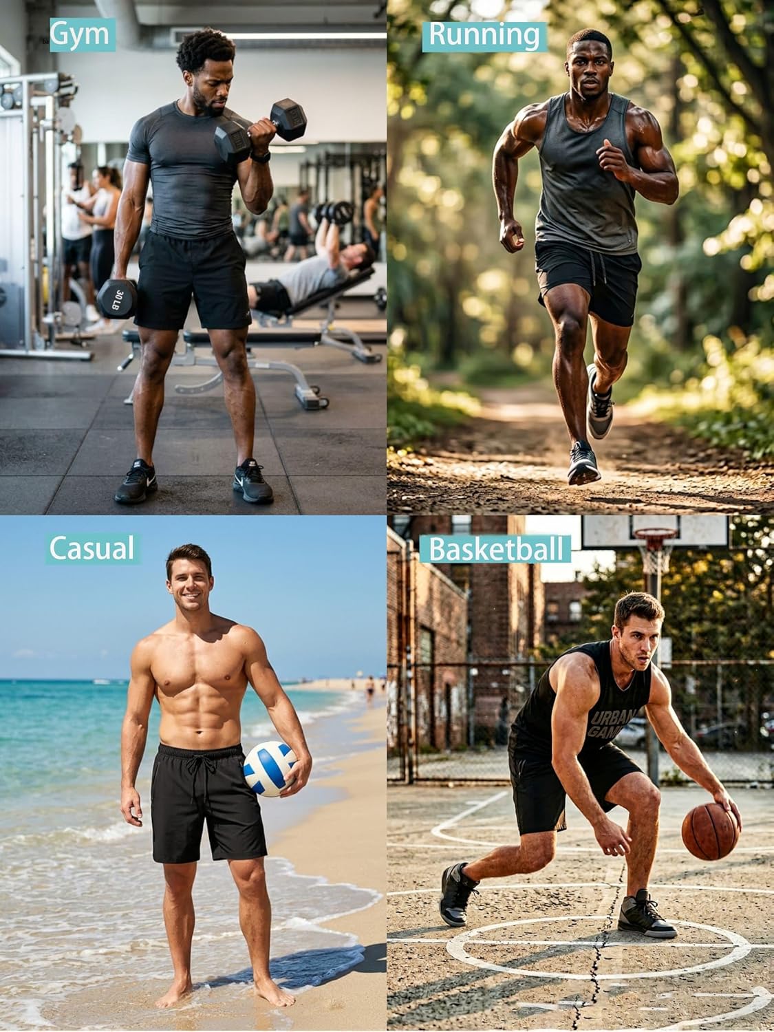 Sailwind Men's Athletic Running Shorts - Quick Dry Lightweight Gym Shorts with Zipper Pockets | 7" Size