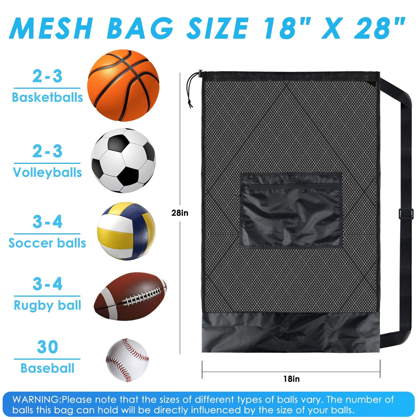 BROTOU 1/2/4/6PCS Sports Mesh Bag Sports Equipment Bag Heavy Duty Drawstring Bags Sport Balls Bags for Beach, Travel, Gym, Swimming, Camping Gear with Shoulder Strap