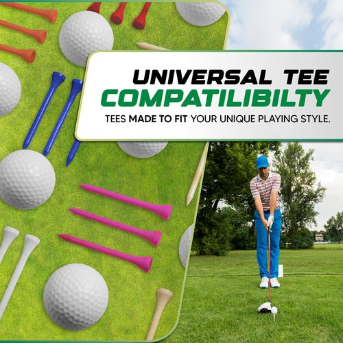 Wood Golf Tees 4" - Standard Golf Tees for Men and Women, Golf Accessories - 100 Pack (Natural)