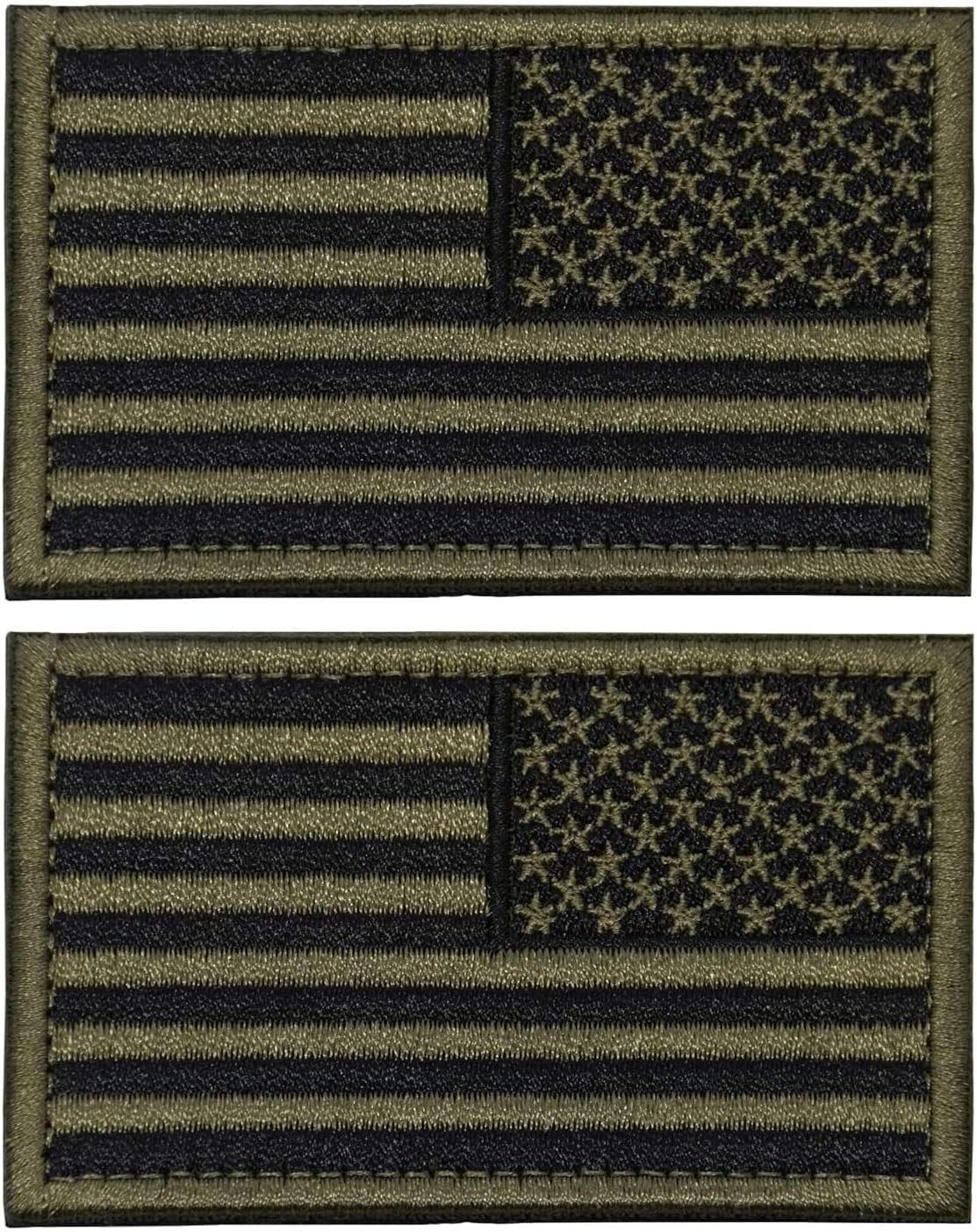 Skiennix Tactical USA Flag Patch - American Flag Emblem for Military Uniforms | Army Green - 2 Pack