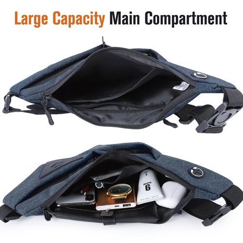Anti Theft Crossbody Bag Sling Chest Bags for Women Men Shoulder Bag Anti-theft Design for Travel Sport Work Blue