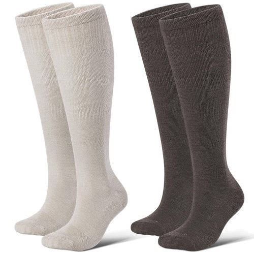 LEVSOX Wool Compression Socks for Women and Men 20-30mmHg Knee High Support Socks for Flying Nurses Pregnancy