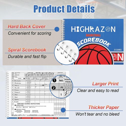 Basketball Scorebook 2026 - 35 Game Scorekeeping Book for Adults & Youth | 8.5" x 11" Stats Tracker