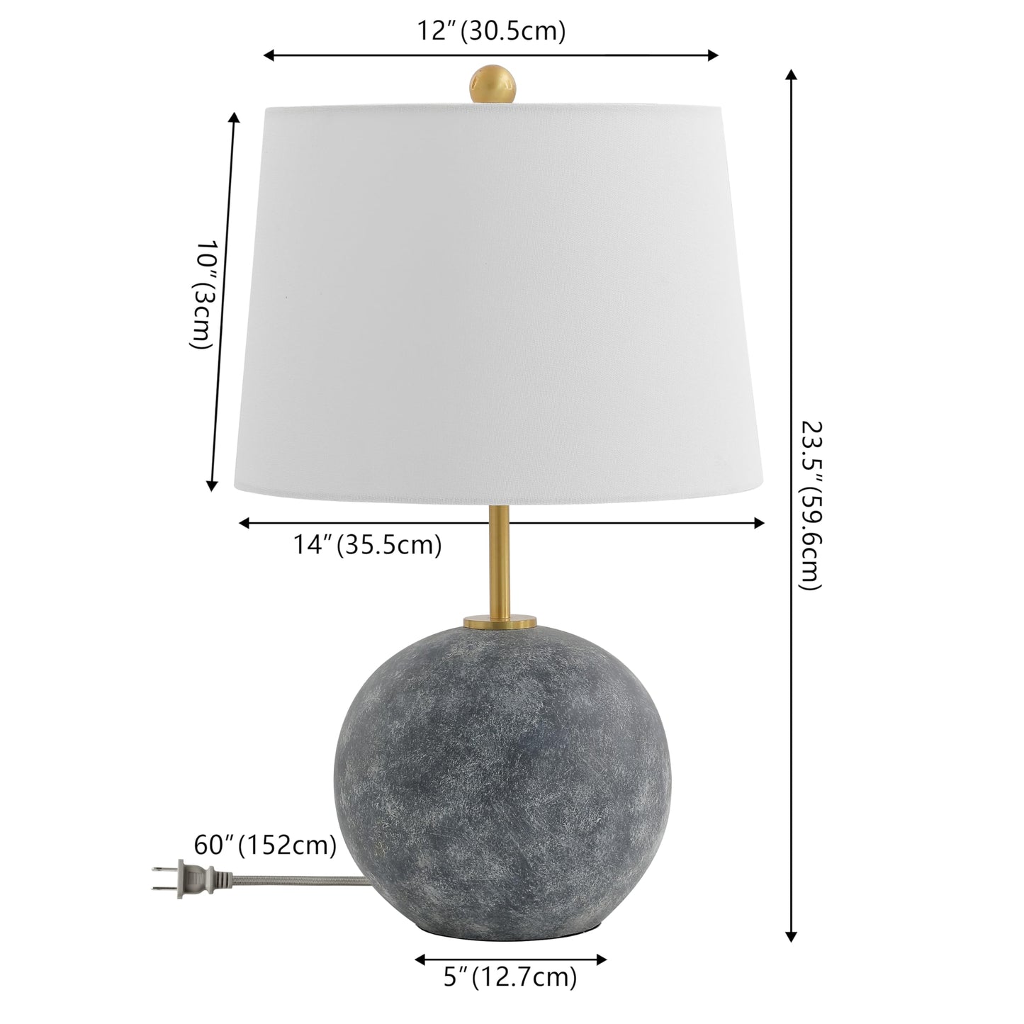 SAFAVIEH Lighting Collection Cla Grey Washed Cement/Brass 24-inch Table Lamp (LED Bulb Included)