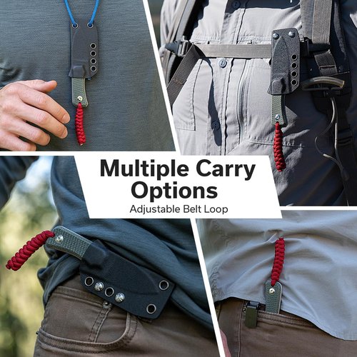 CIVIVI Edc Fixed Blade Knife with Kydex Sheath & Belt Loop, 2.39" Nitro-V Blade Small Baby Banter Camping Hiking Knife Designed by Ben Petersen, Lanyard and Chain Included C23045-2 (Green)