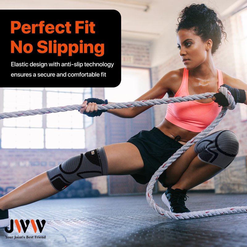 JWW Plus Size Knee Compression Sleeve for Big Thighs, 2 Pack Knee Brace for Men & Women Knee Pain Relief, Workout Sports Knee Support, Knee Braces for Meniscus, ACL & Arthritis Recovery (Black, 4XL)