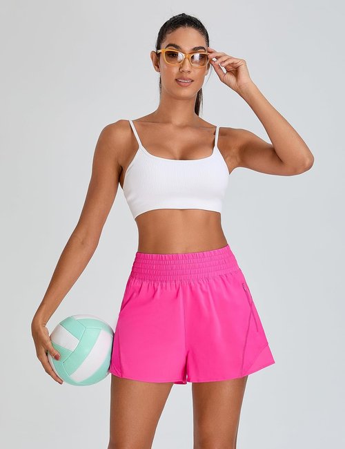 BMJL Women's Athletic Shorts - High Waisted 2.5" Running Shorts with Zipper Pocket | Sporty Gym Workout