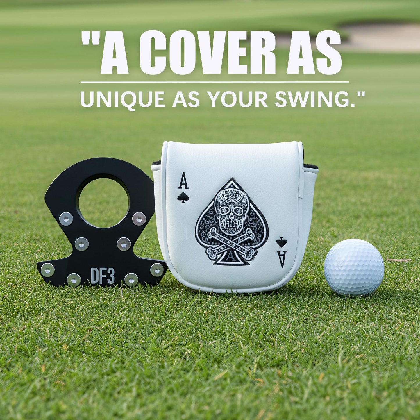 Golf Mallet Putter Cover Golf Headcover, Magnetic Closure Premium Leather Do Not 3Putt Golf Head Covers Fits Golf DF3 Putter Poker Ace Mallet Putter Headcover (Poker Ace)