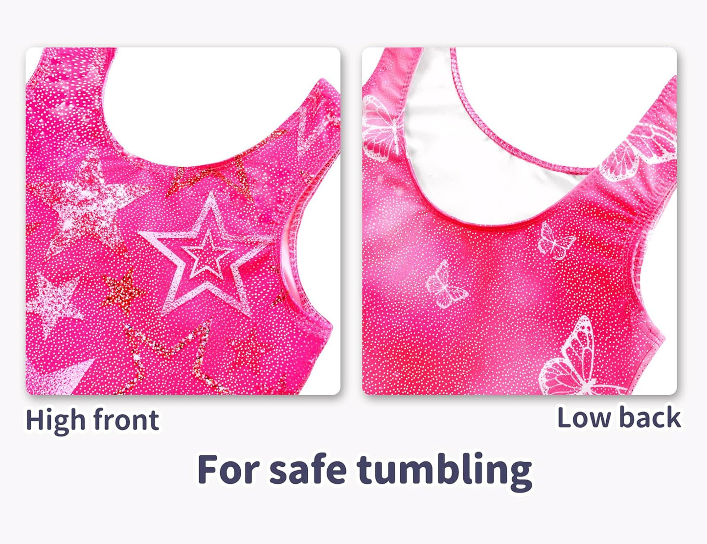 Snowheart Gymnastics Leotards for Girls - Sparkly Sleeveless Biketards 2-Pack for Dance & Tumbling Classes
