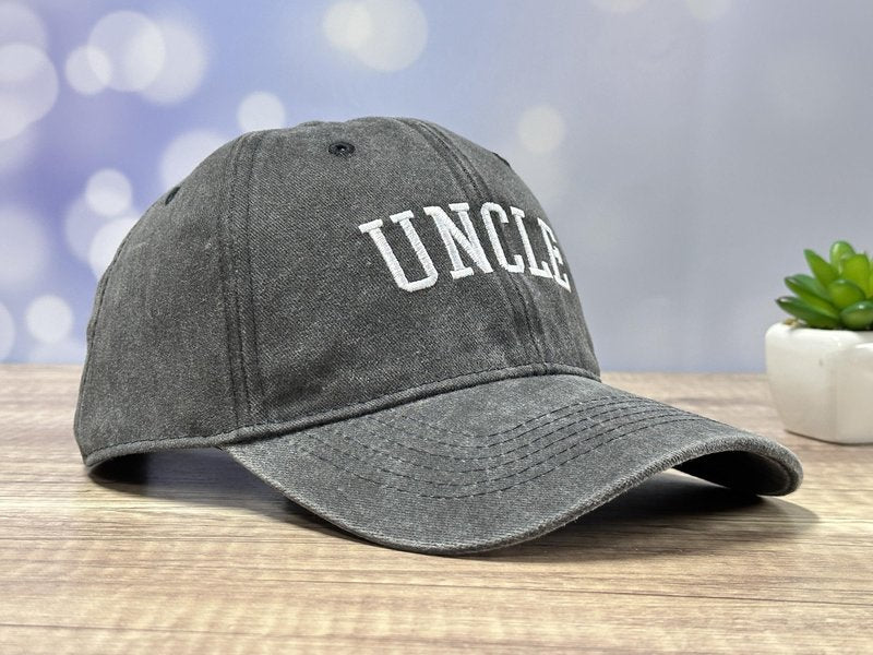 GDIQ Uncle Baseball Hat, Gifts for Funcle from Niece Nephew, Cool Birthday Fathers Day Present, Adjustable Embroidery Washed Black Cap for Men