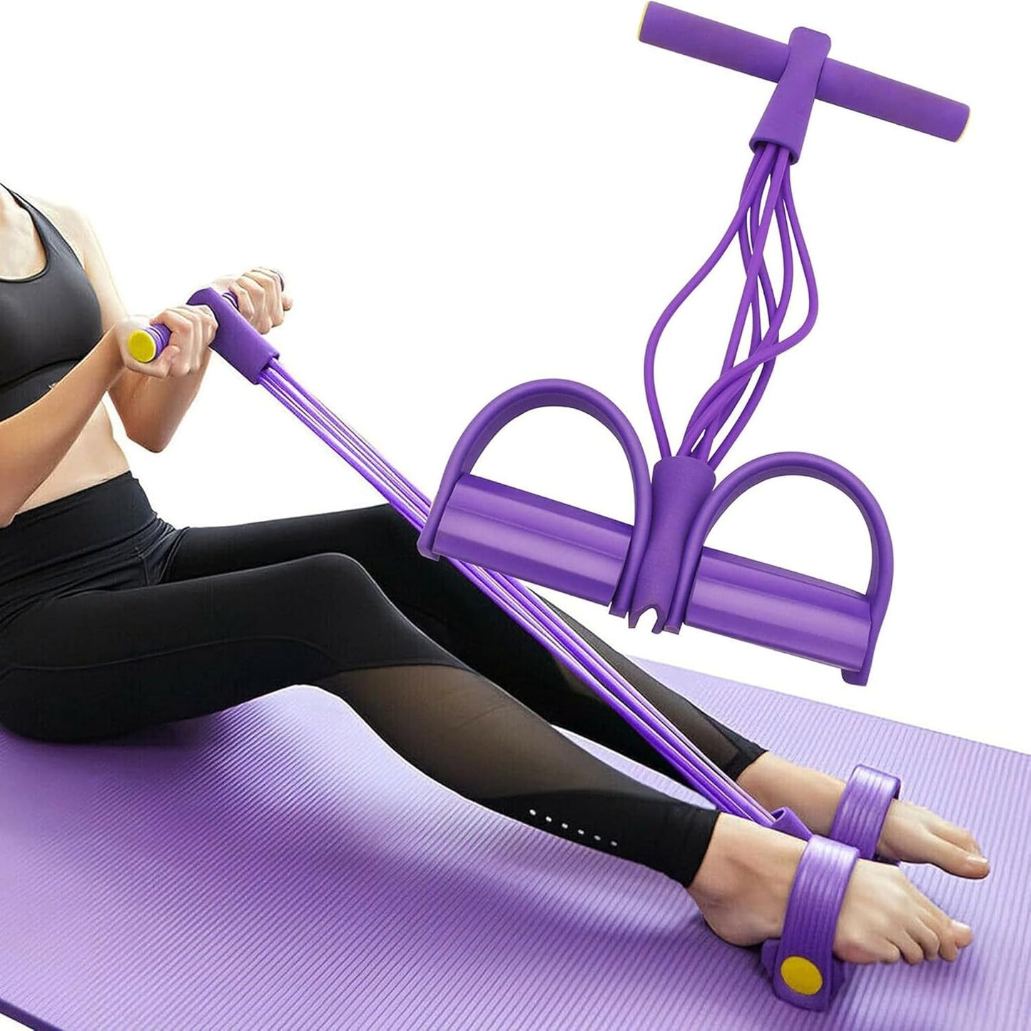 PWireless Pedal Resistance Bands - 6-Tube Manual Tension Training | Natural Rubber for Full-Body Workouts