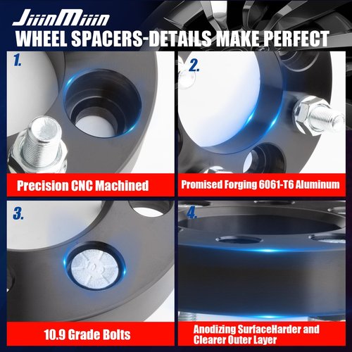 JiiinMiiin 4X4 1"(25mm) Golf Cart Wheel Spacers Adapters with Hub bore 68mm Fits for EZ GO EZGO Club Car, Thick 4x101.6mm 1/2" x20 Studs, Black 4PCS