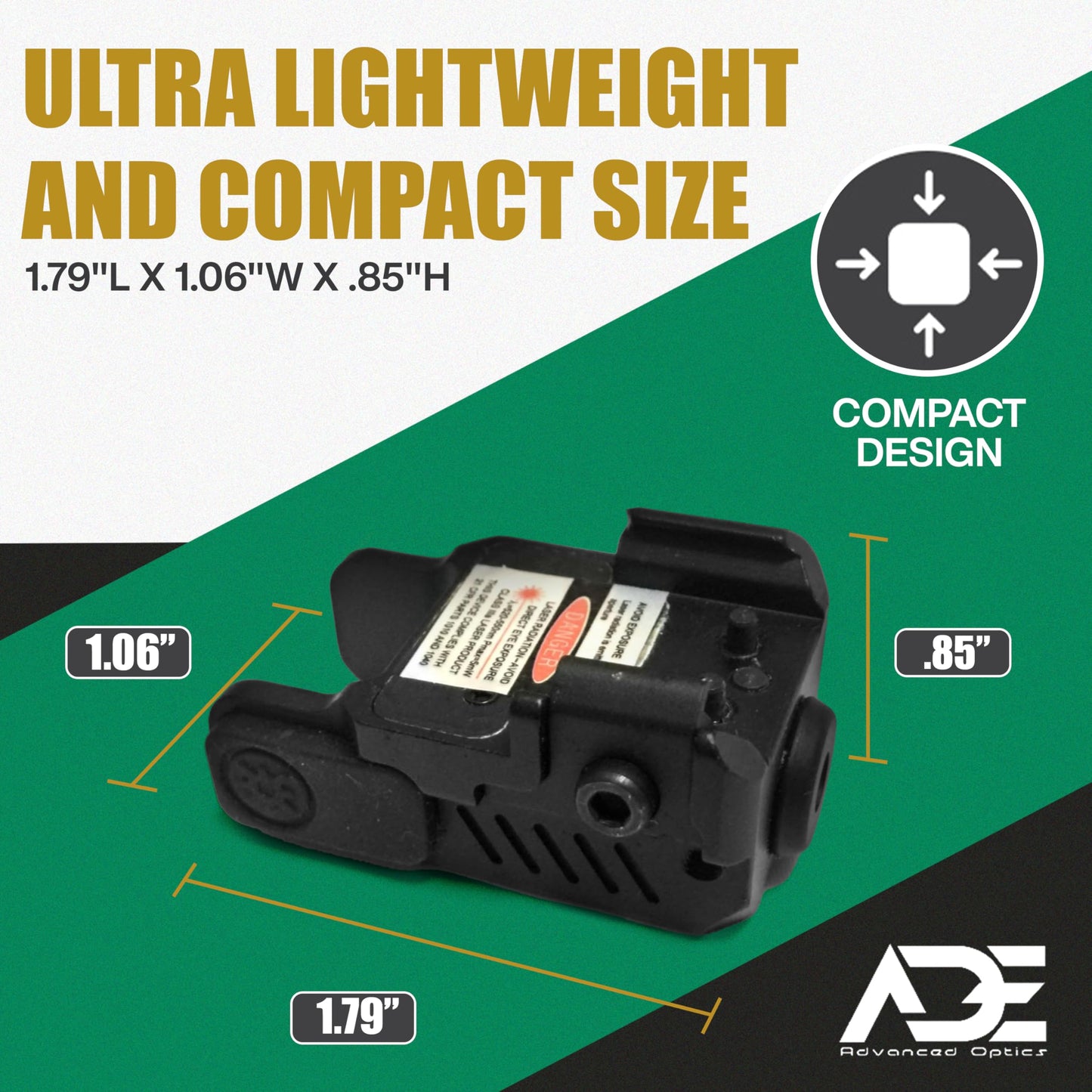 Ade Advanced Optics HG54R Red Strobe Class IIIA Laser Sight for Pistol Handgun, Picatinny Rail Mount, High-Visibility Targeting