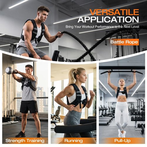 Weighted Vest for Women Men, 12lb Weight Vest for Walking, Adjustable Weight Training Vest for Workout, Running, Exercise, Weight Loss, Weight Lifting - With Reflective Strips and Storage Pocket