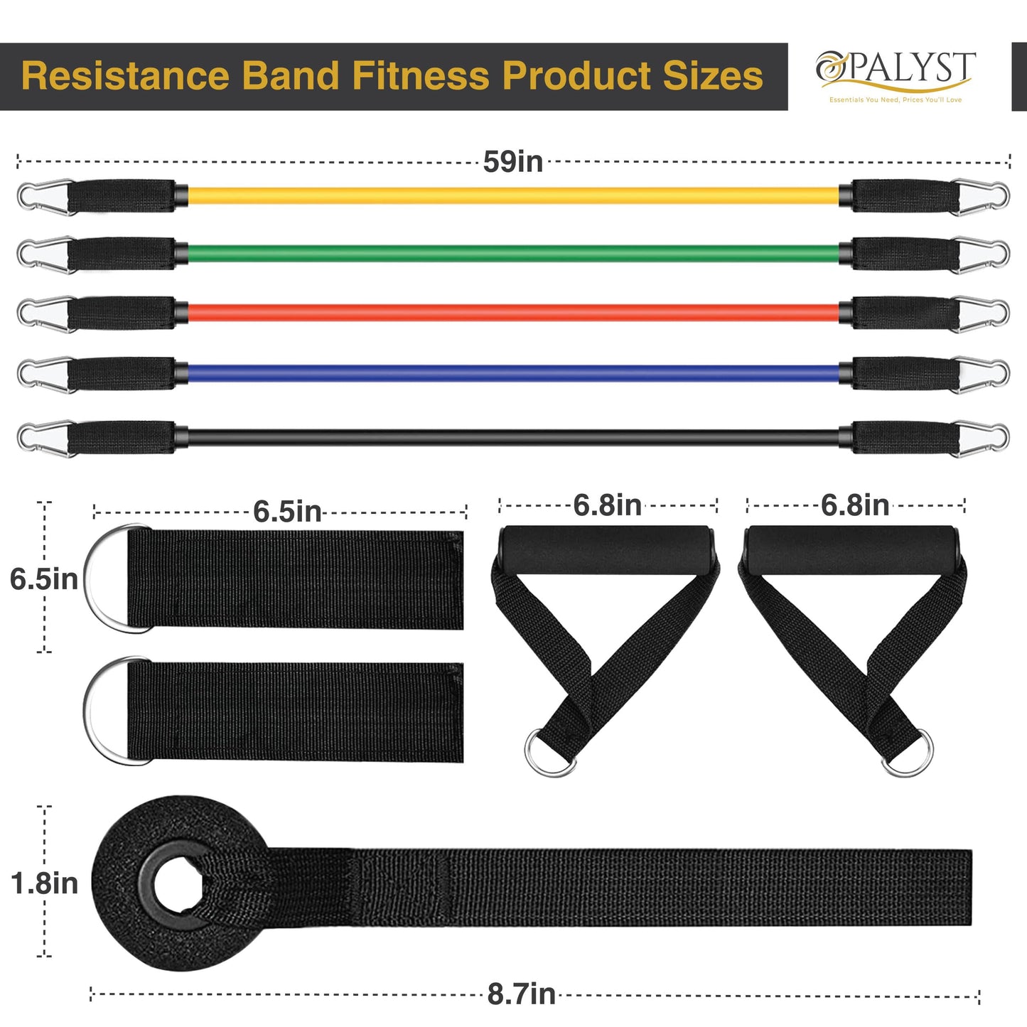 11pcs Resistance Band Set for Home Gym – Heavy Duty Exercise Tube Bands with Handles, Door Anchor & Ankle Straps – Full Body Workout Equipment for Strength Training, Yoga, Pilates, Physical Therapy